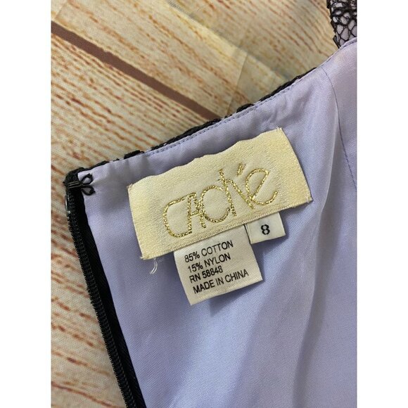 Cache Women's Black Beaded Embellished Cocktail Mini Dress - 8 - Picture 11 of 12